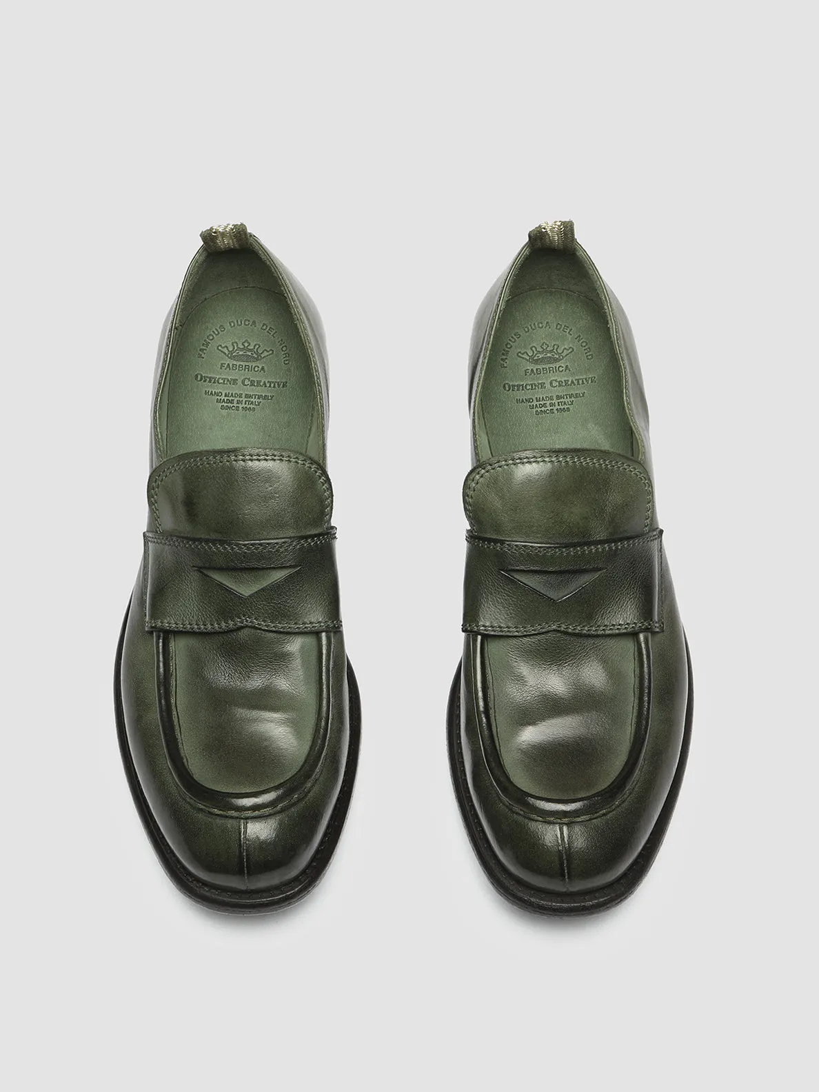 CALIXTE 020 - Green Leather loafers Sure Path