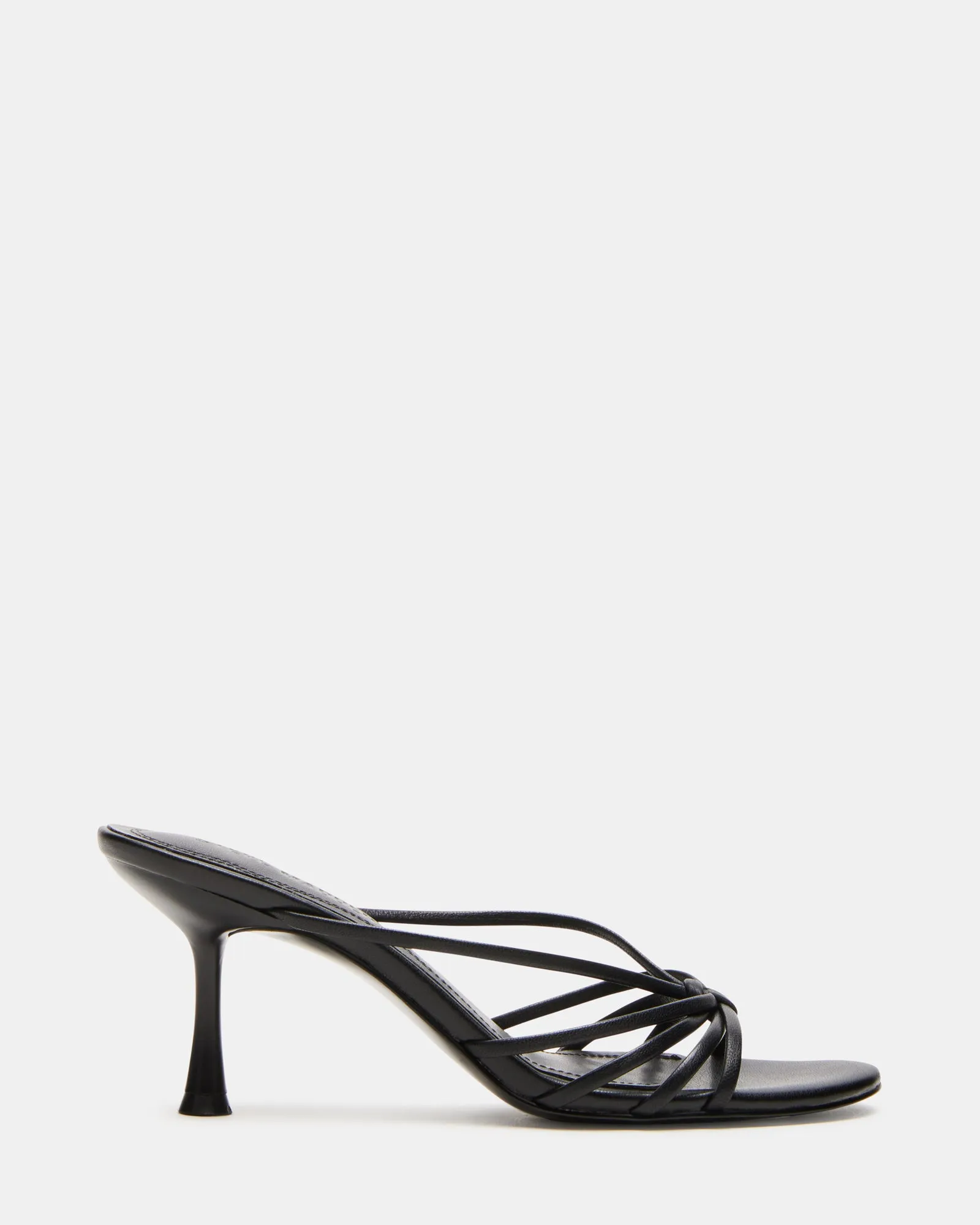 EDNA BLACK LEATHER Open Back Heels