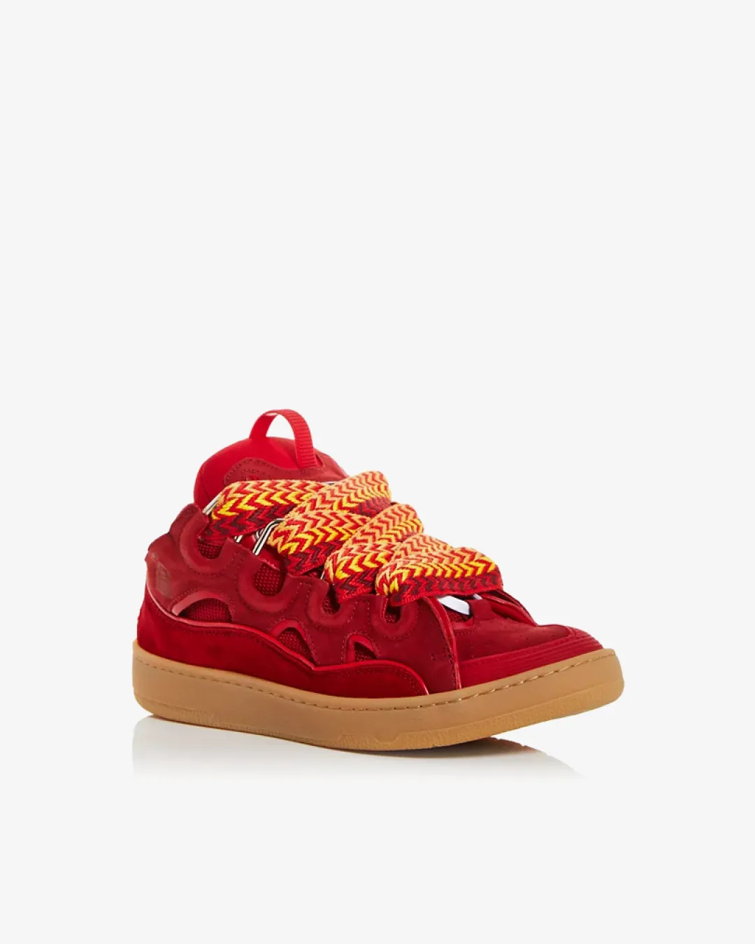 Value for Money Lanvin Leather Curb Red Suede Tennis Low-Top Sneakers