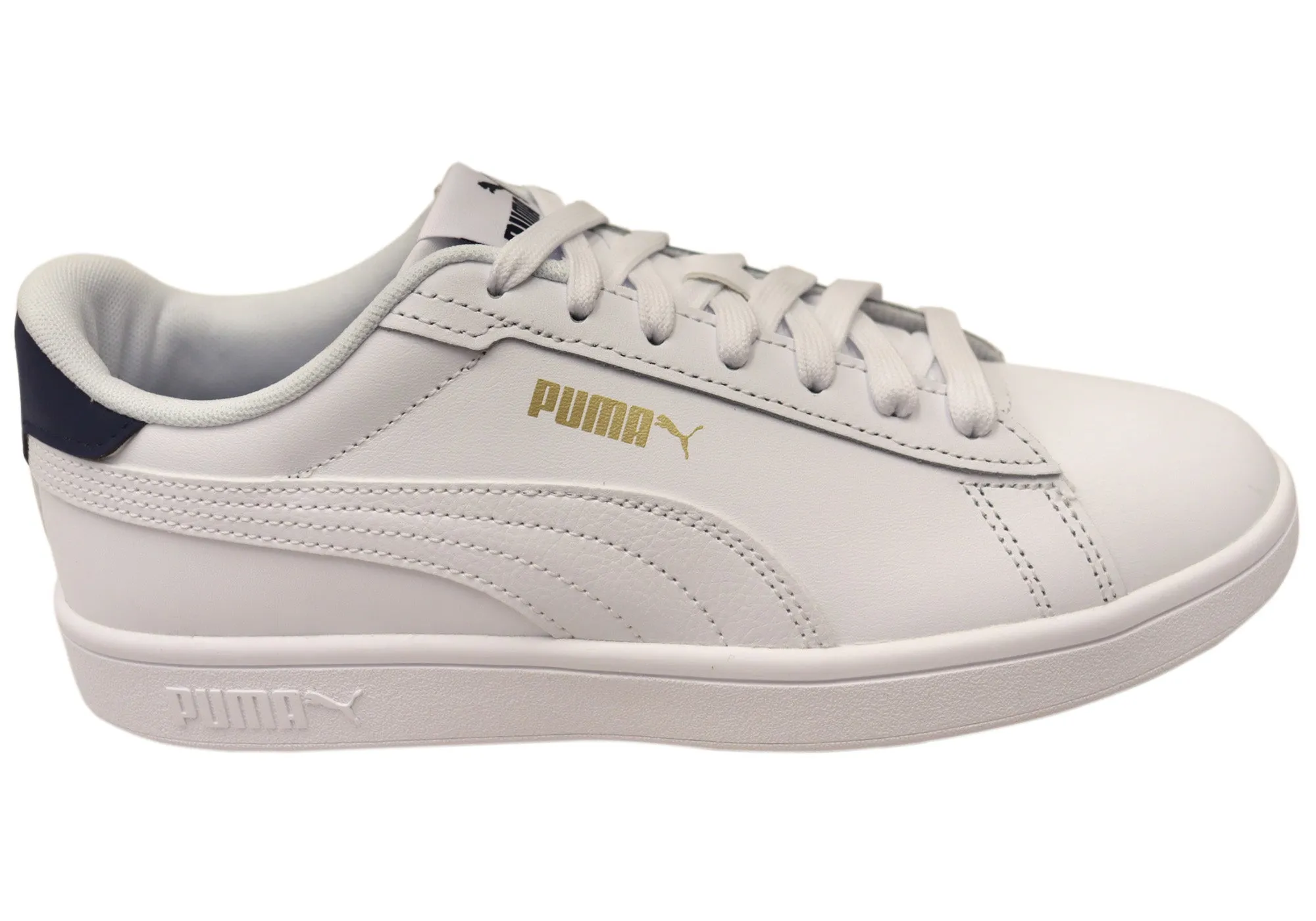Puma Mens Smash 3.0 L Comfortable White Lace Up Sneakers Tailored durability Supportive Heel