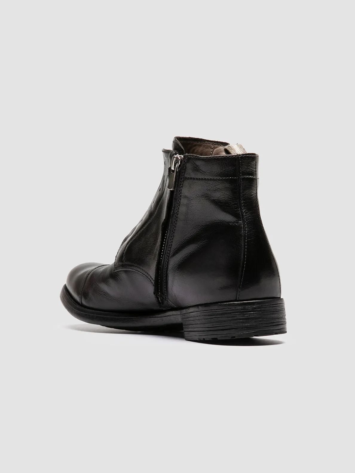 HIVE 005 - Grey Leather Zipped Boots Classy Touch Padded collar