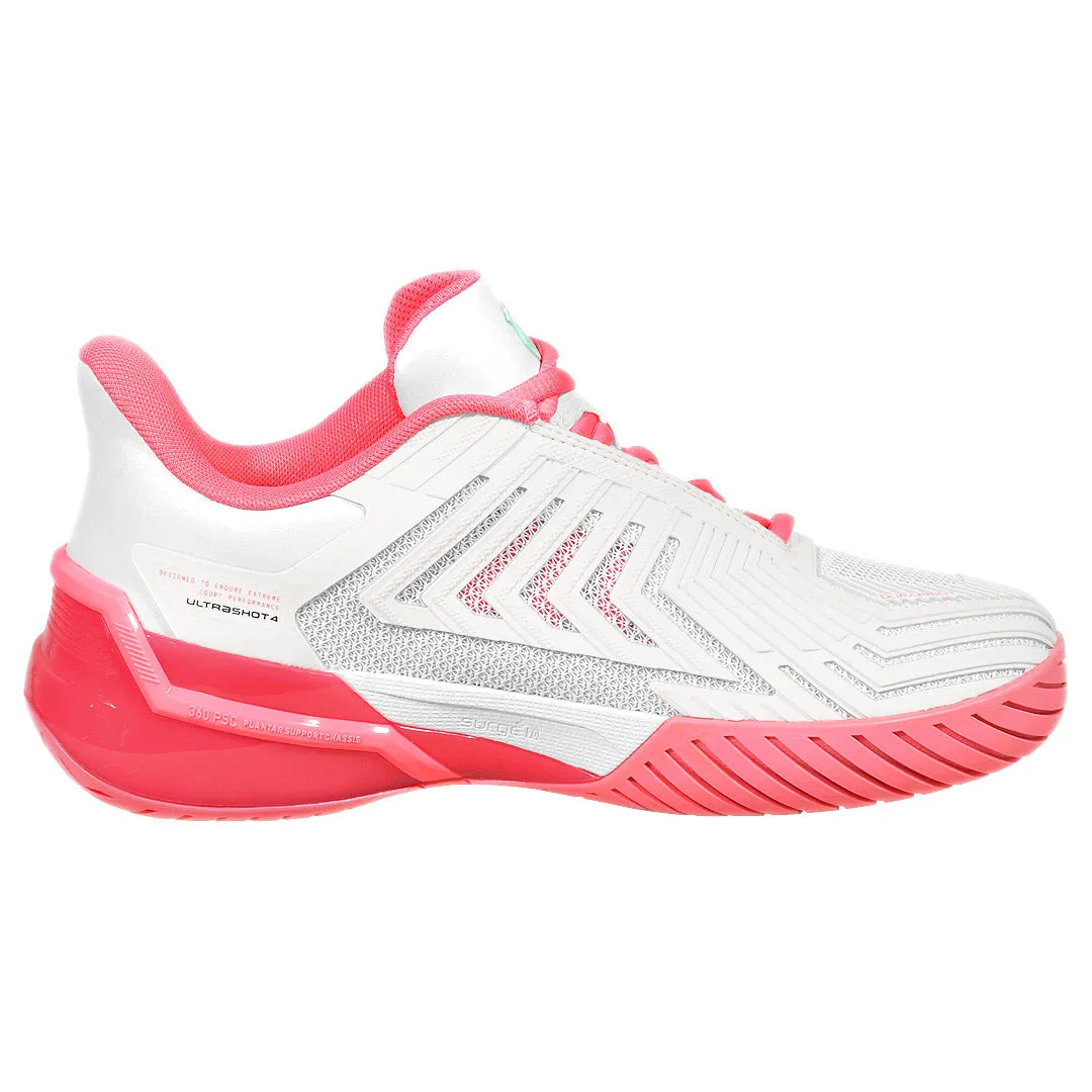 Step Soft Unique Style K-Swiss Women's Ultrashot 4 - White/Neon Pastel Pink
