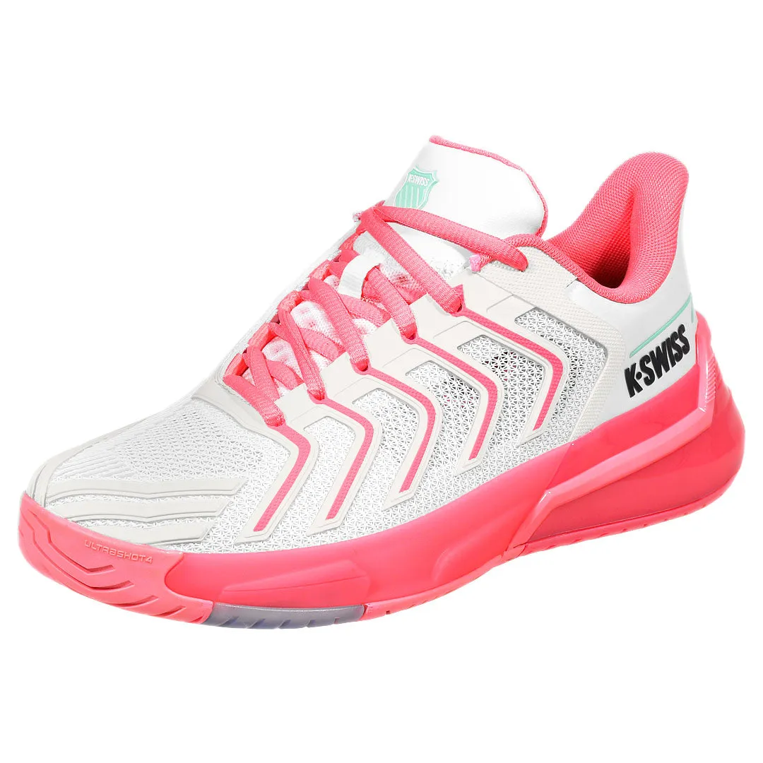 K-Swiss Women's Ultrashot 4 - White/Neon Pastel Pink Distinctive chic