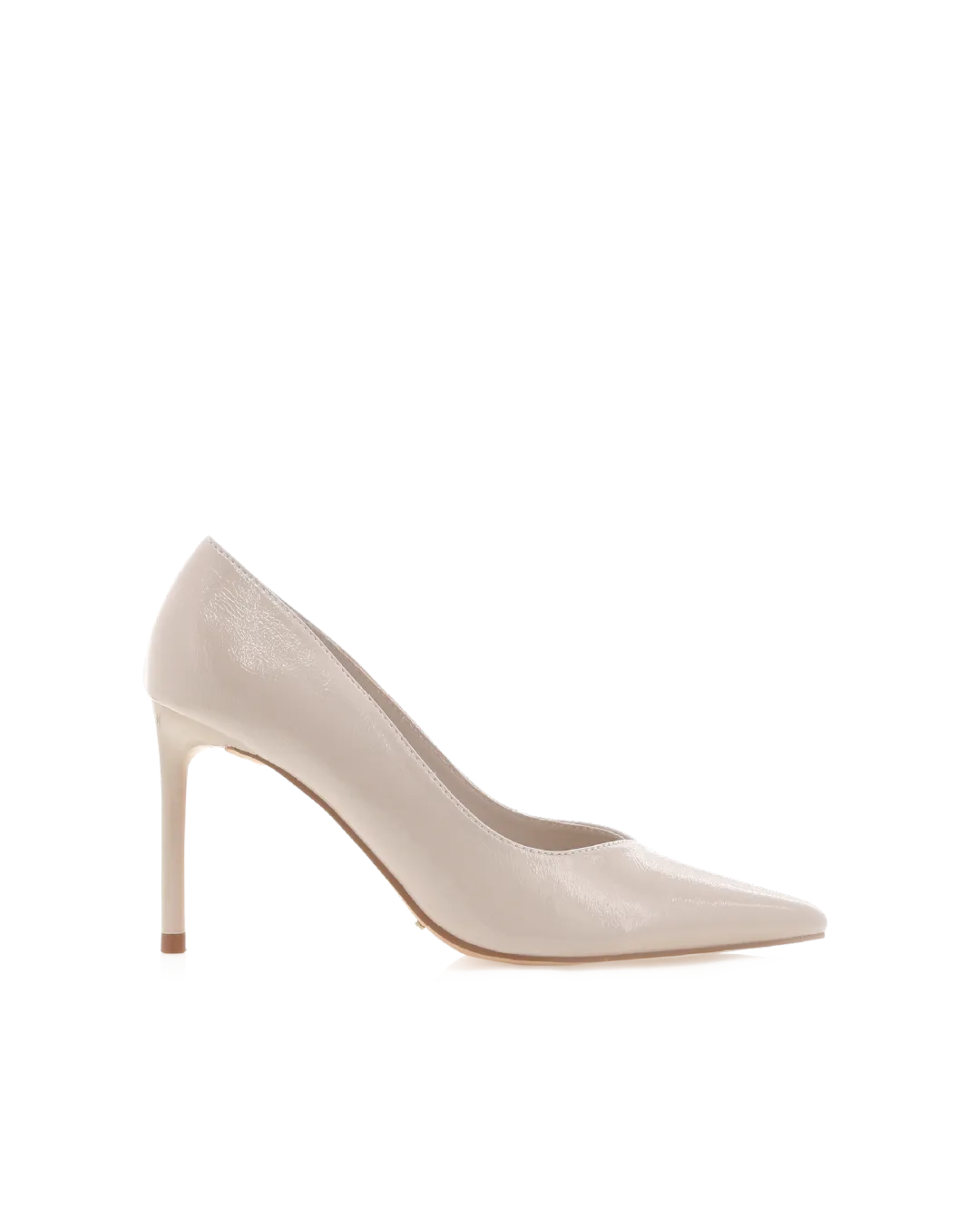 Pointed Toe Shoes Evening Heels for Bridesmaids FABIOLA - CHALK CRINKLE PATENT