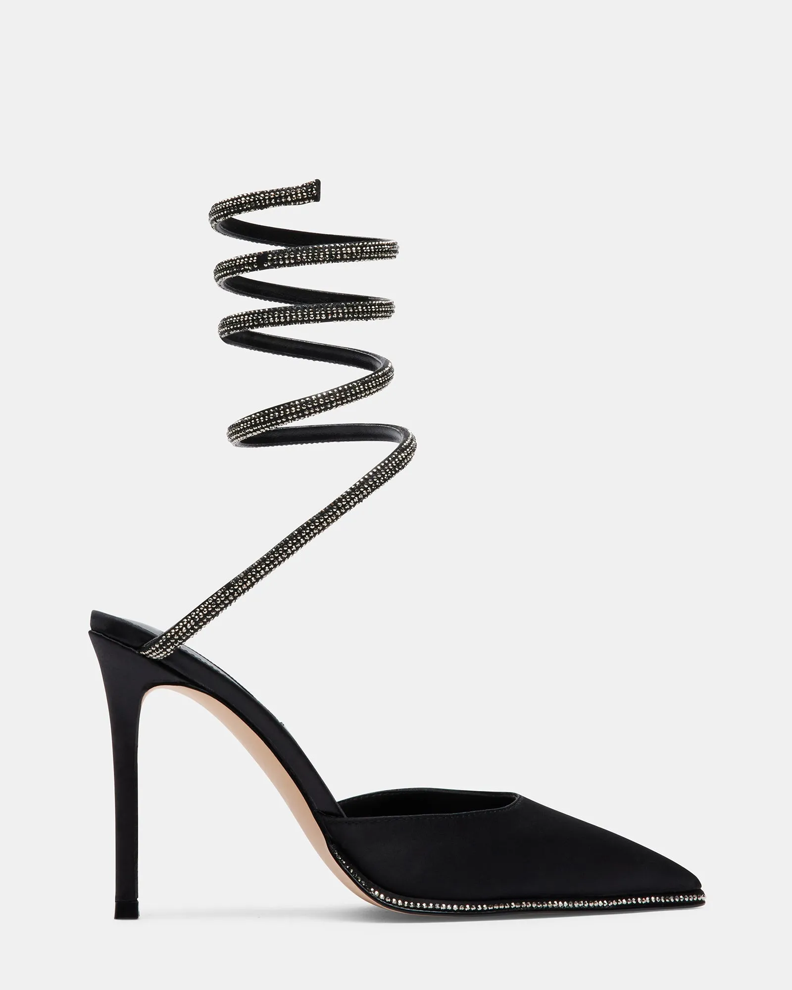 EMERSON BLACK SATIN mesh construction Vintage Stiletto Shoes