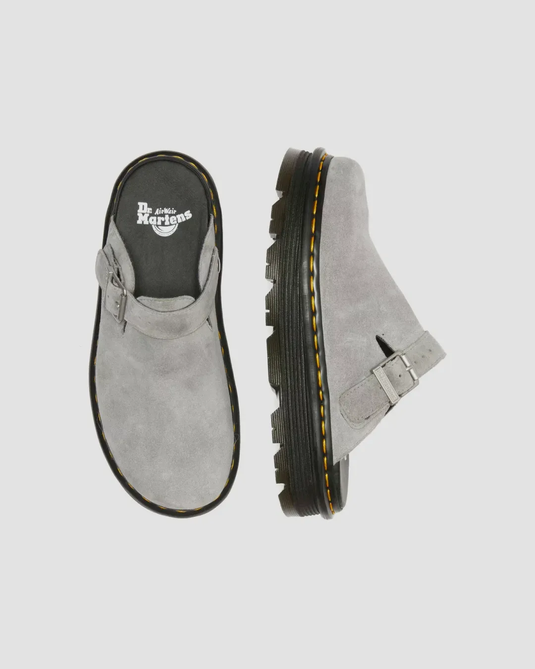 no - carbon - fiber - plate shoes Sprint Dr Martens Zebzag Suede Casual Slingback Platform Mules in Grey