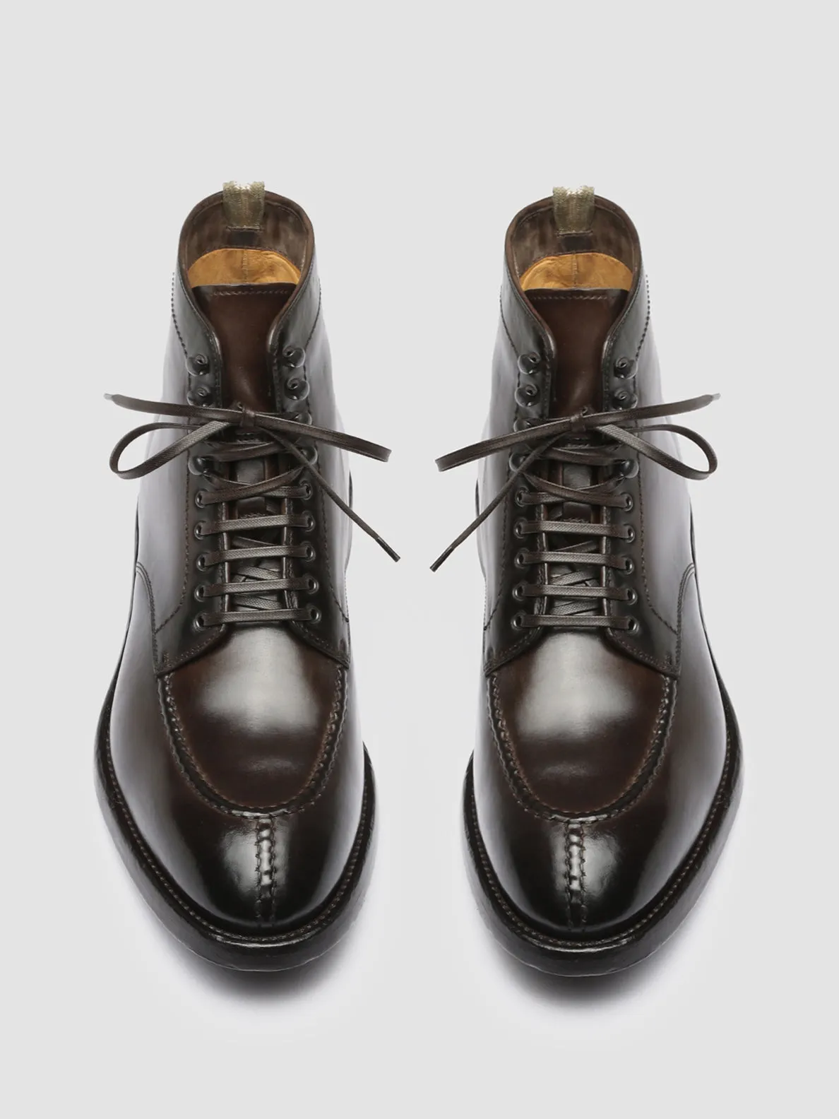 TEMPLE 006 - Brown Leather Ankle Boots Cush Pad High Mobility