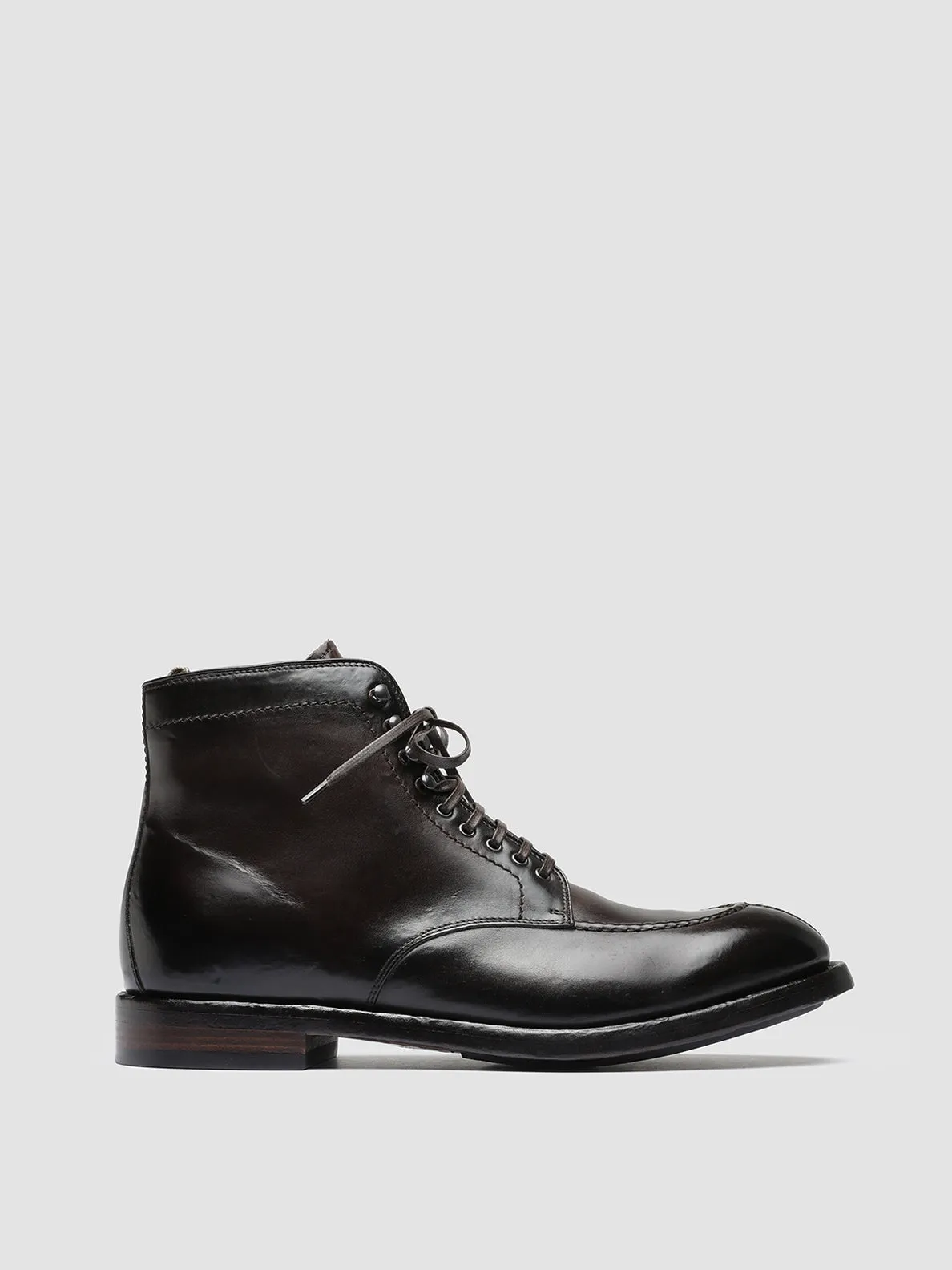 Contrasting Colors Work Ready TEMPLE 006 - Brown Leather Ankle Boots