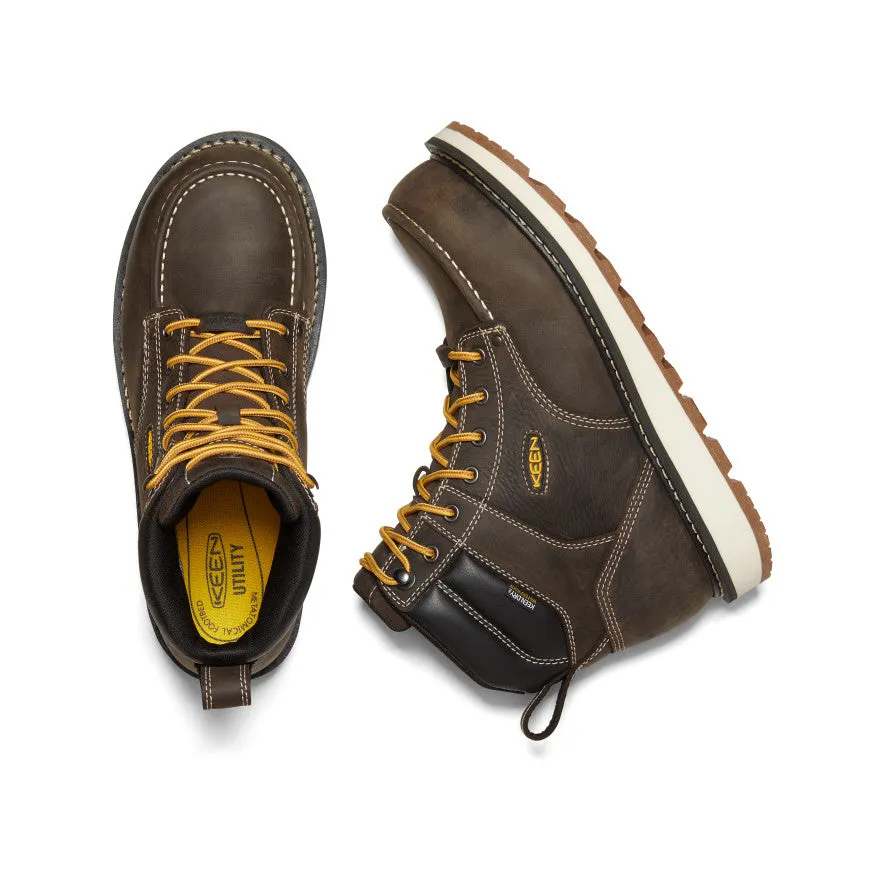 Quality Design Comfort Stretch Men's Cincinnati 6" Waterproof Boot (Carbon Toe)  |  Dark Chocolate/Sandshell