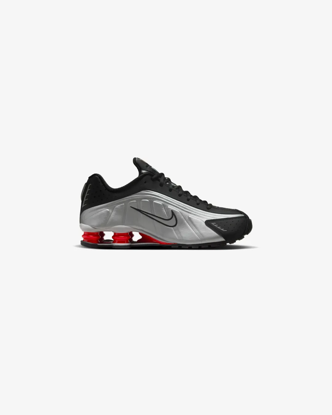 Nike Shox R4 Black Metallic Silver Sneakers Linen Air Curve Hug