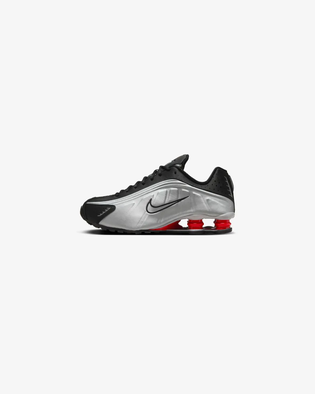 Strong - build Neutral Colors Nike Shox R4 Black Metallic Silver Sneakers