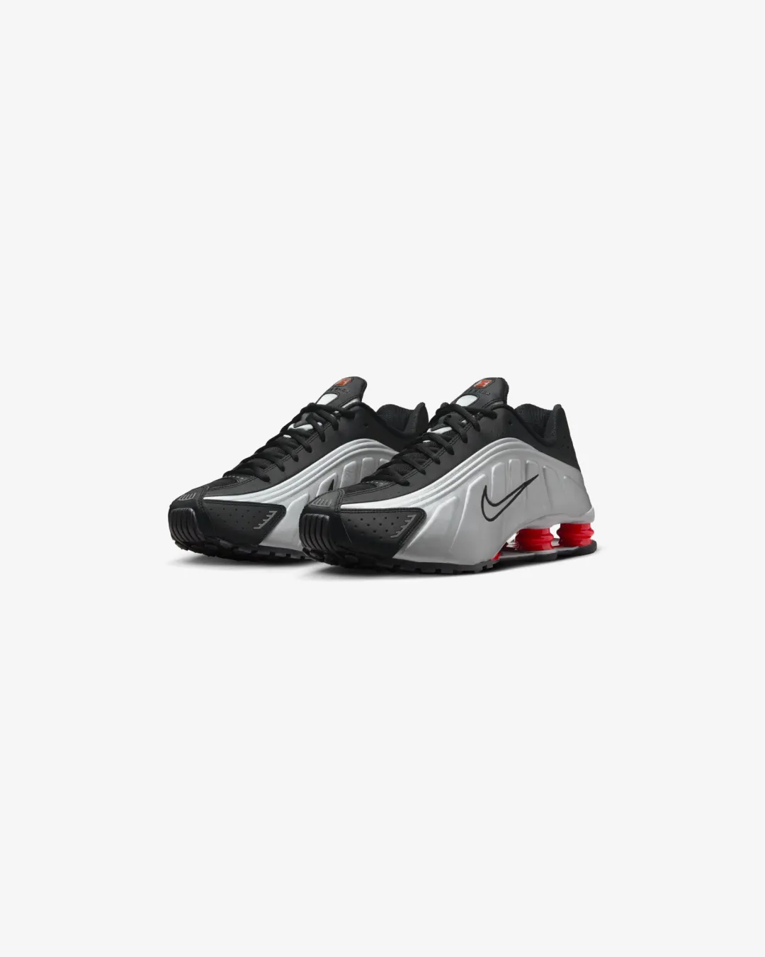 Nike Shox R4 Black Metallic Silver Sneakers Low Arch
