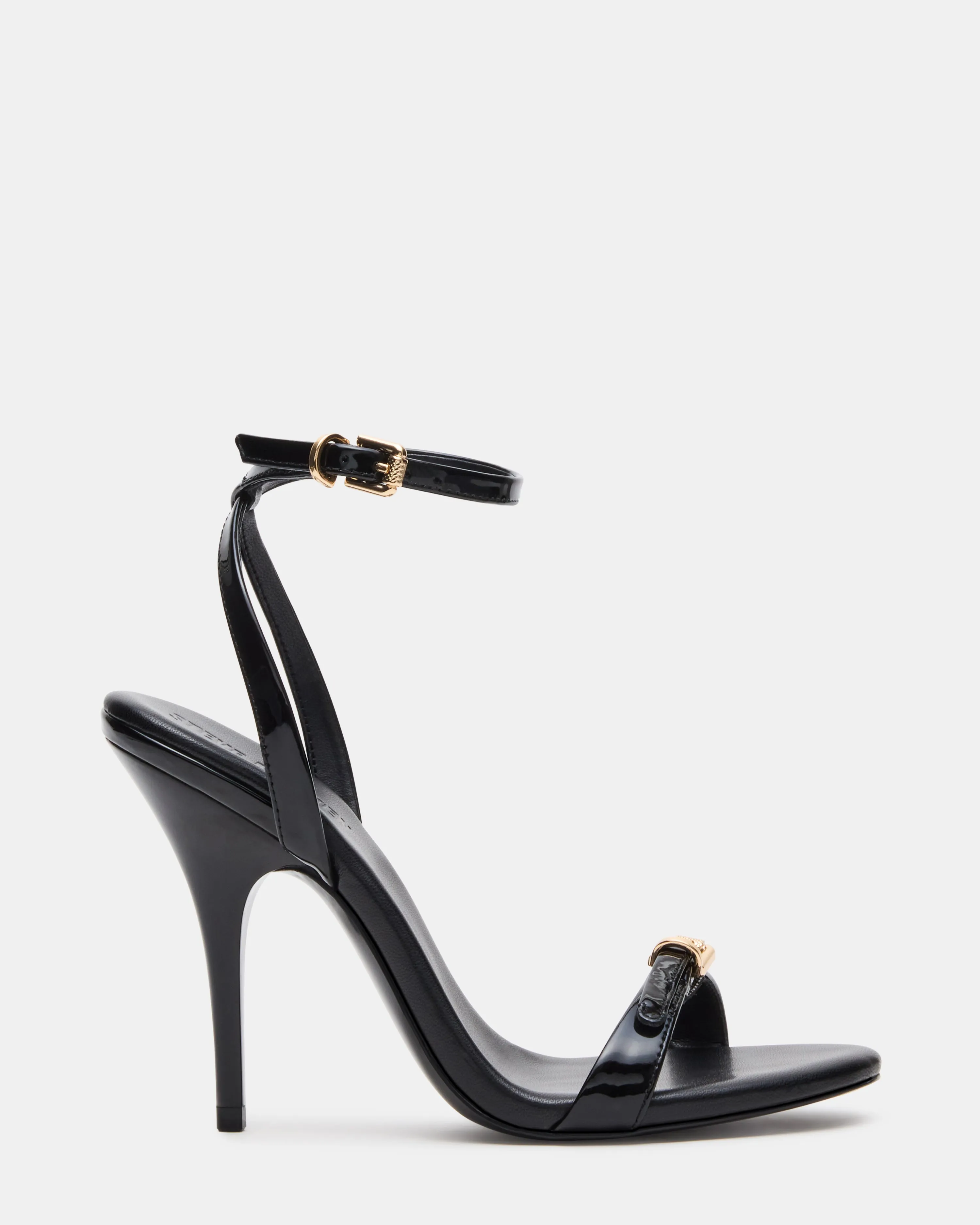 FOXX BLACK PATENT Heeled Booties Floral Embellished Heels