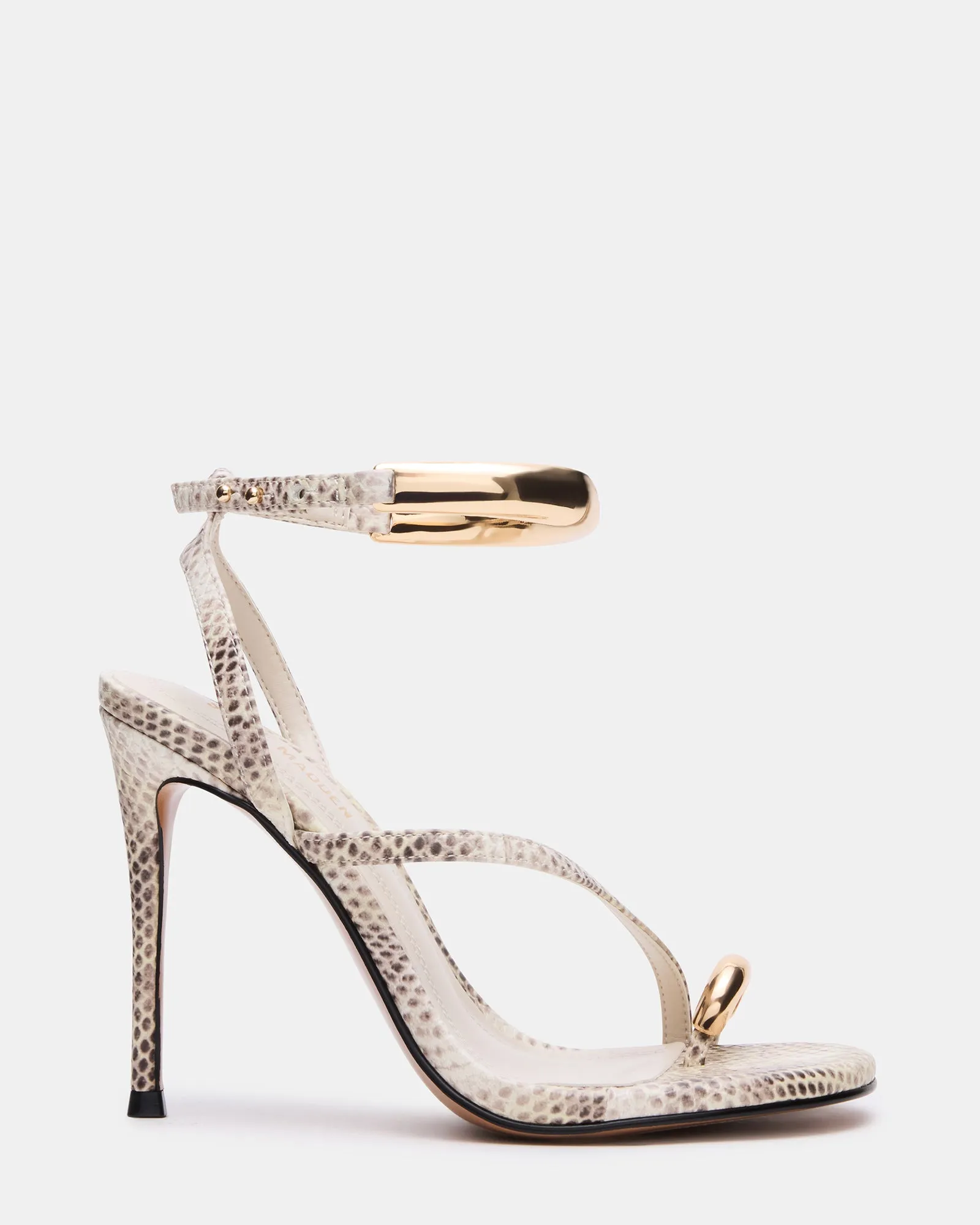 Peep Toe Pumps Comfortable Heels for Work TIA BEIGE SNAKE
