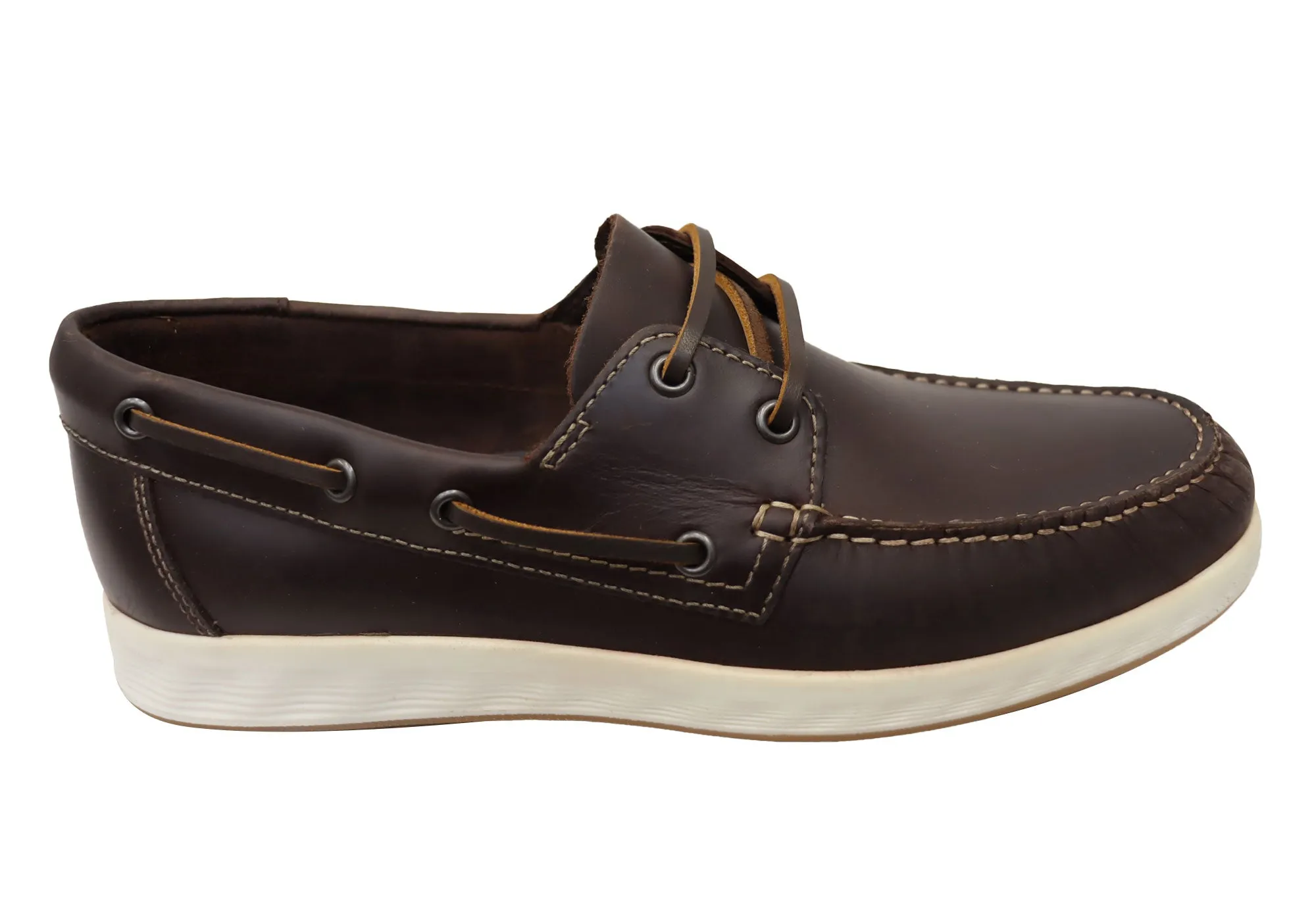 ECCO Mens Comfortable Leather S Lite Moc Boat Shoes Black Edge