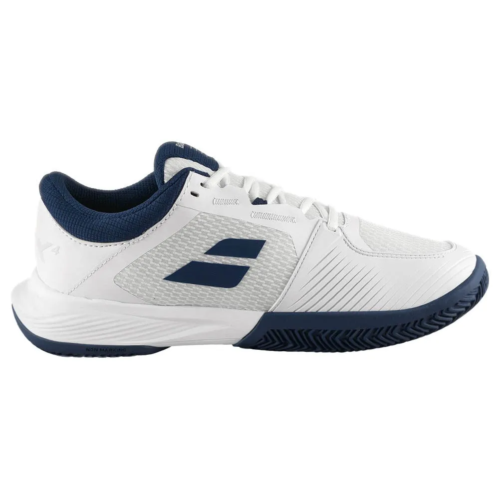 Babolat Men's SFX 4 - Clay - White/Estate Blue Unique Sole Trend-setting sole