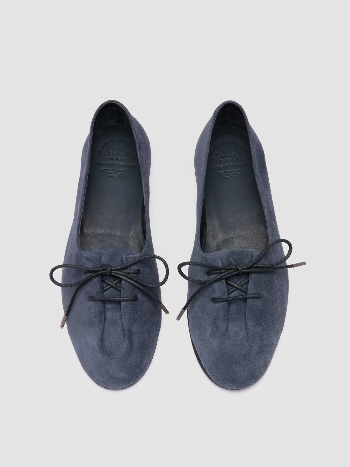 Calm Jog Fast Move OLIVER 102 - Blue Suede Ballerina Shoes