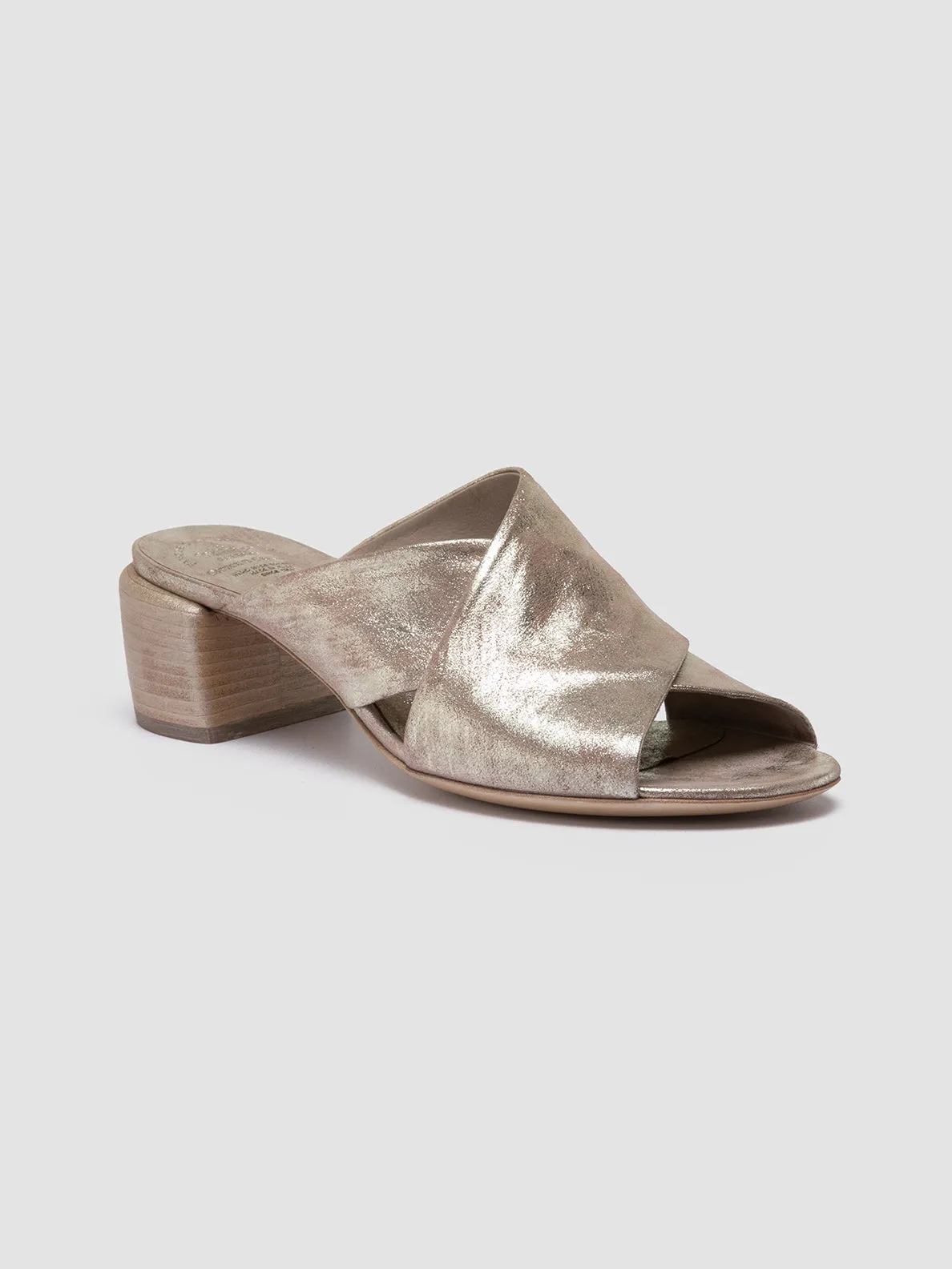 HADRY 007 - Gold Leather Slide Sandals Mountain Hike Heat Day