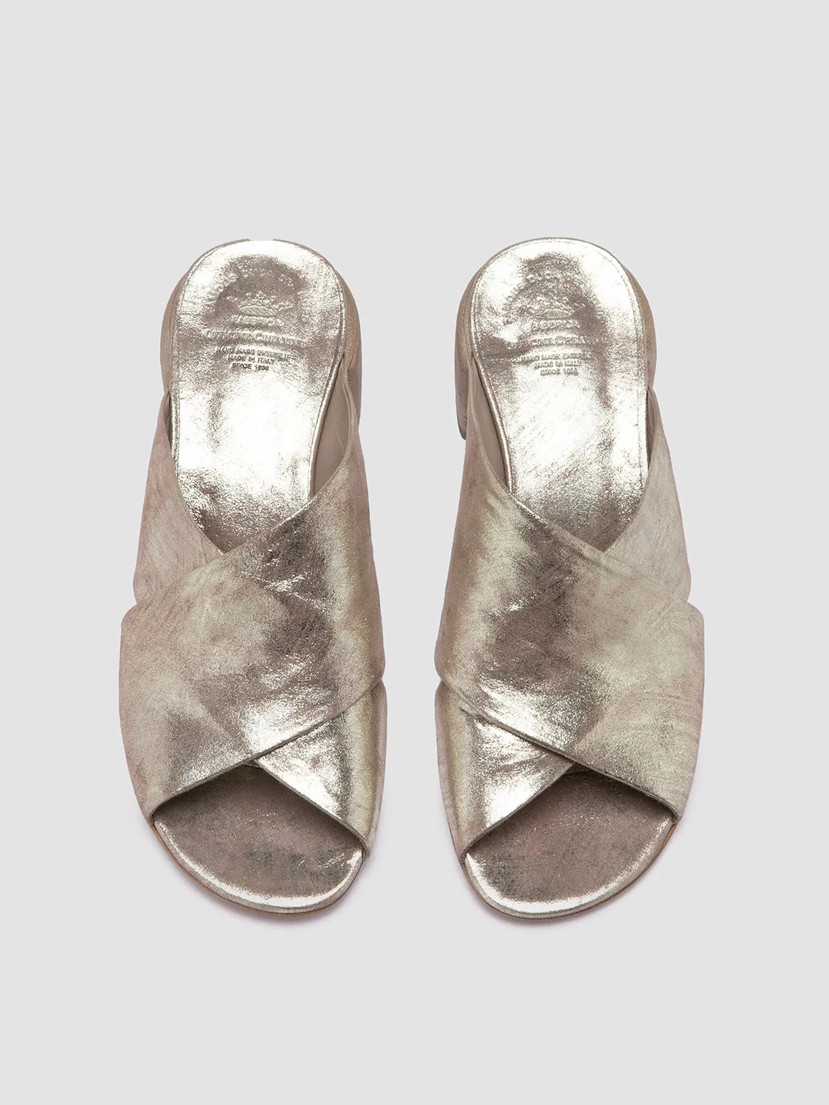 HADRY 007 - Gold Leather Slide Sandals Lake Side Valley Run
