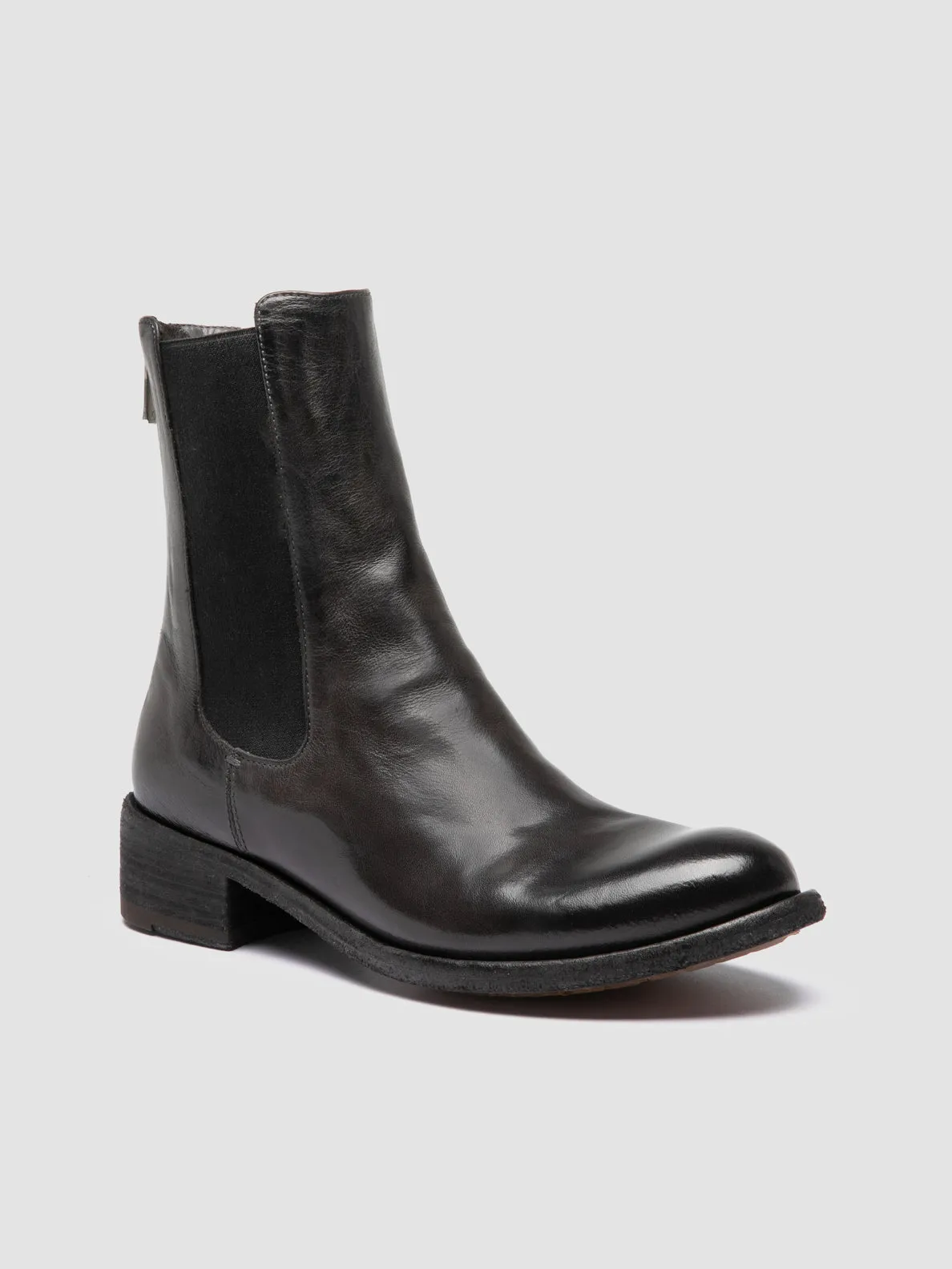LISON 017 - Grey Leather Chelsea Boots Edge Path