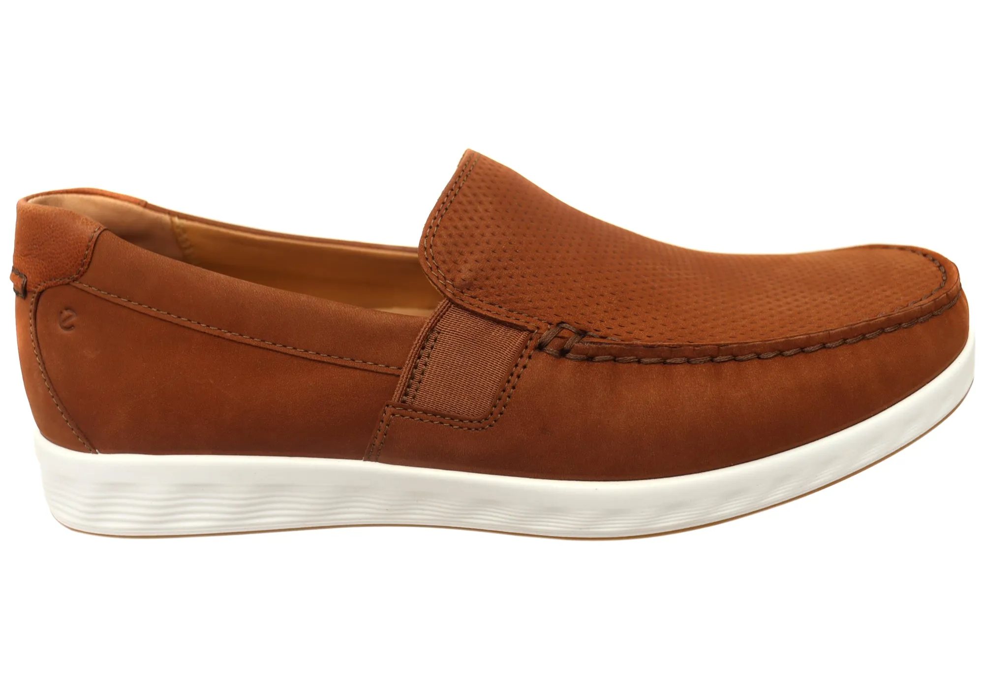 ECCO S Lite Moc Mens Nubuck Leather Moccasin Loafers Cold Safe Corner Style