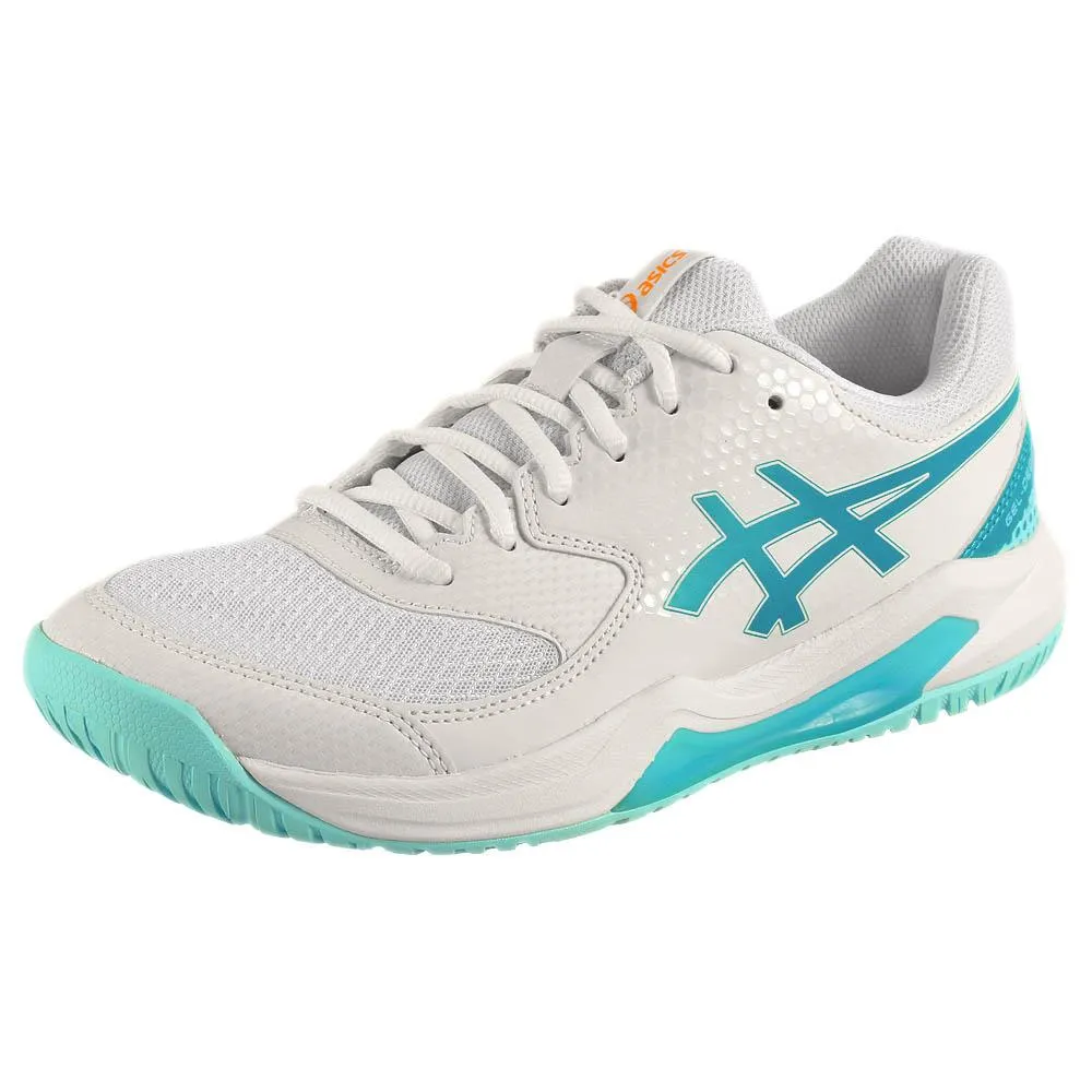 Asics Women's Gel-Dedicate 8 - Pickleball - White/Energy Aqua Workout Friendly Hybrid style