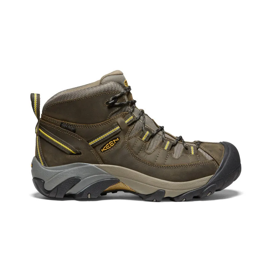 Durable Stitching Men's Targhee II Mid Waterproof Hiking Boots  |  Black Olive/Yellow