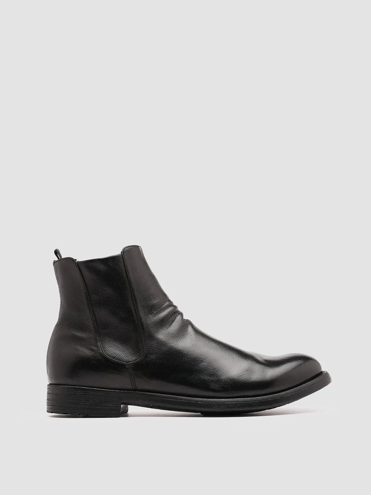 HIVE 036 - Black Leather Ankle Boots Rugged Terrain