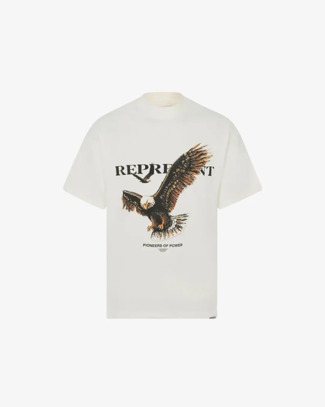 Represent Eagle Print Font -White T-Shirt athlete in training extra - wide running shoes