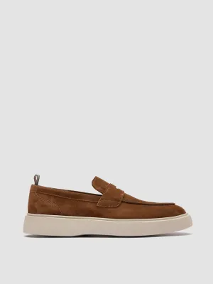 FRAME 001 - Brown Suede Penny Loafers Casual Look