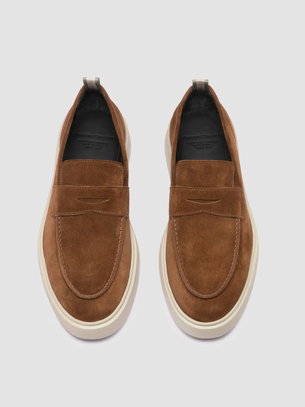 FRAME 001 - Brown Suede Penny Loafers Easy Run