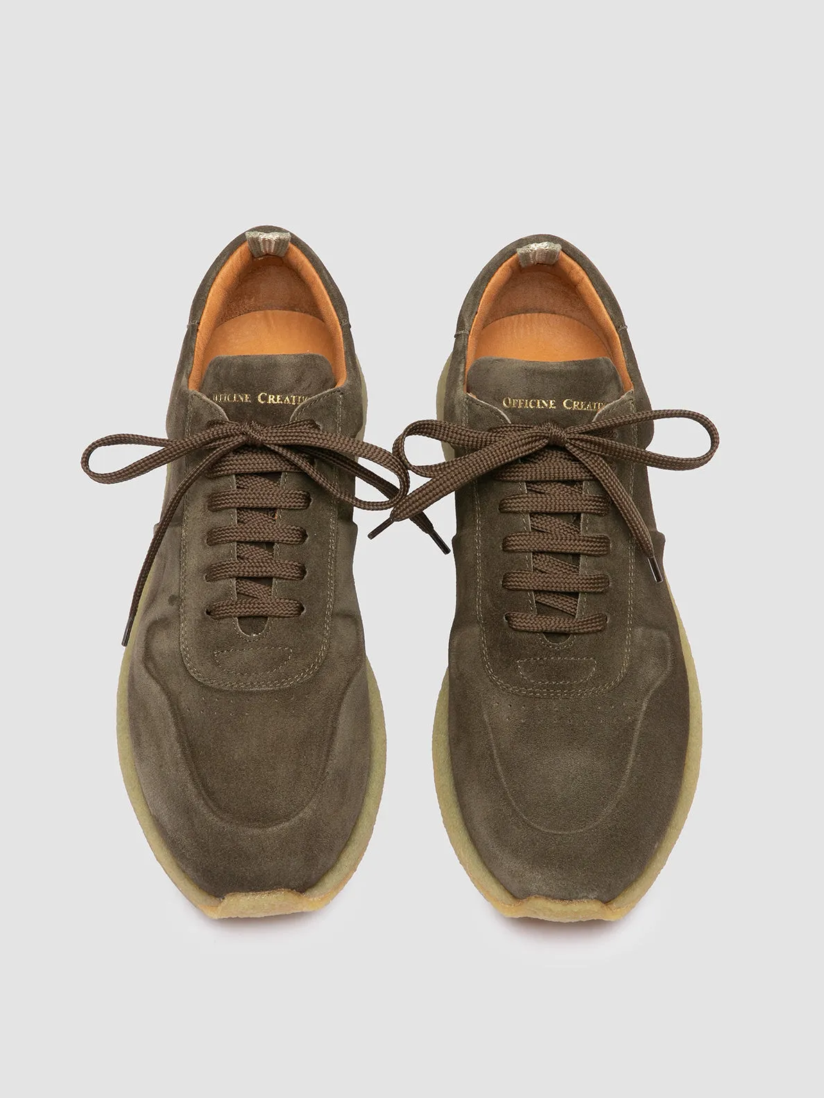 Metallic Trim LEGEND 001 - Green Suede Sneakers