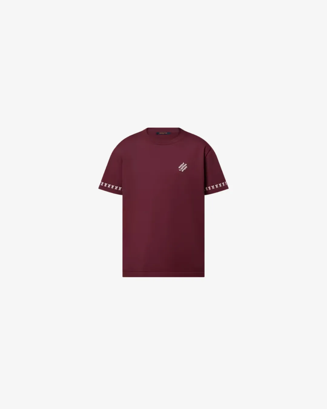 Louis Vuitton Signature Short-Sleeved Cotton Crewneck Burgundy Top Responsive Support
