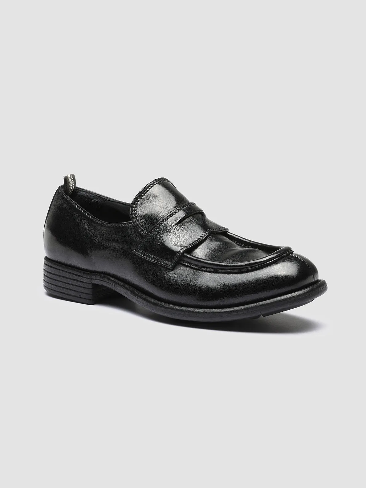 CALIXTE 020 - Black Leather Loafers Star Path College Style