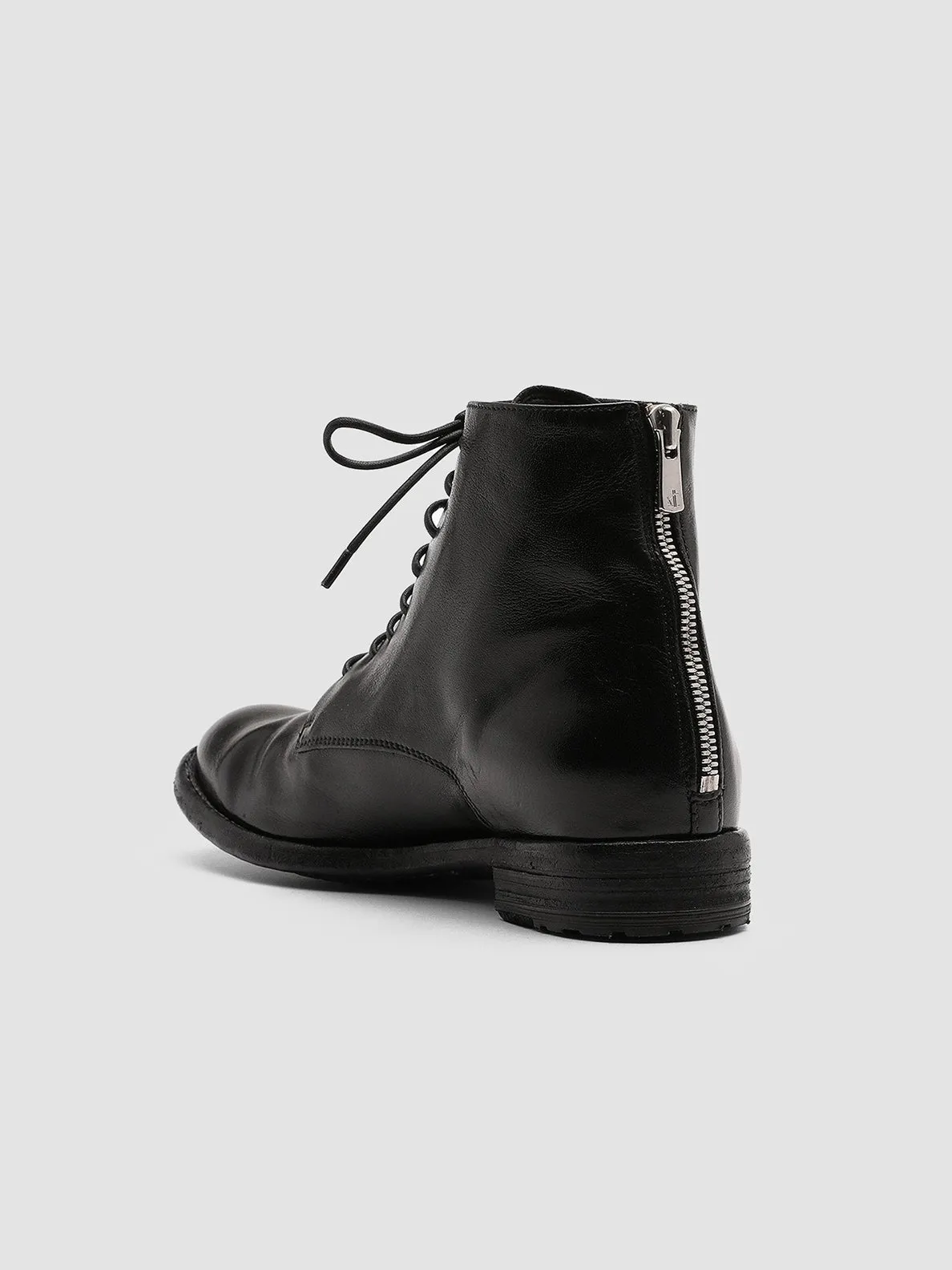 LEXIKON 123 - Black Zipped Leather Ankle Boots Block Stride mom style