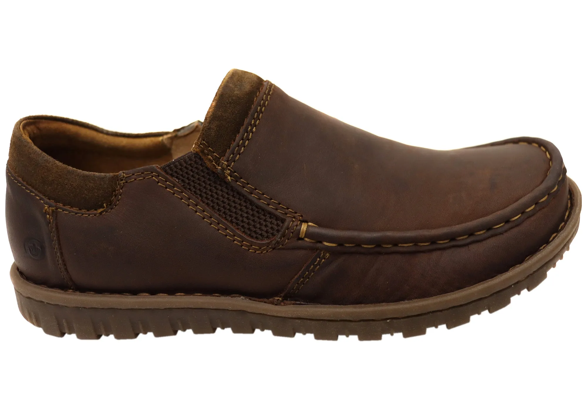 Born Mens Gudmund Leather Comfortable Slip On Shoes Plush Touch Outdoor