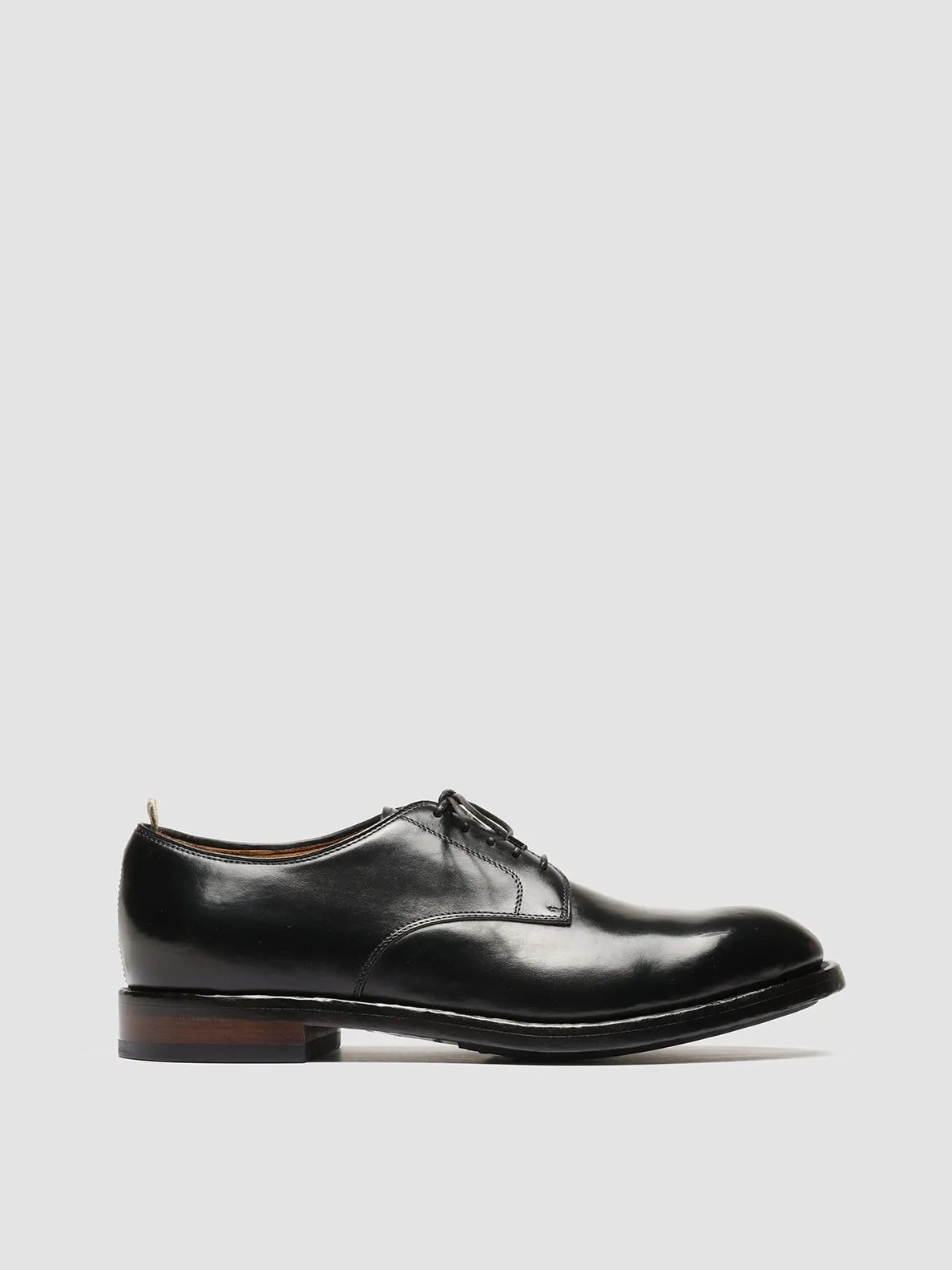 Classic Formal Edge Polished Comfort TEMPLE 018 - Black Leather Derby Shoes