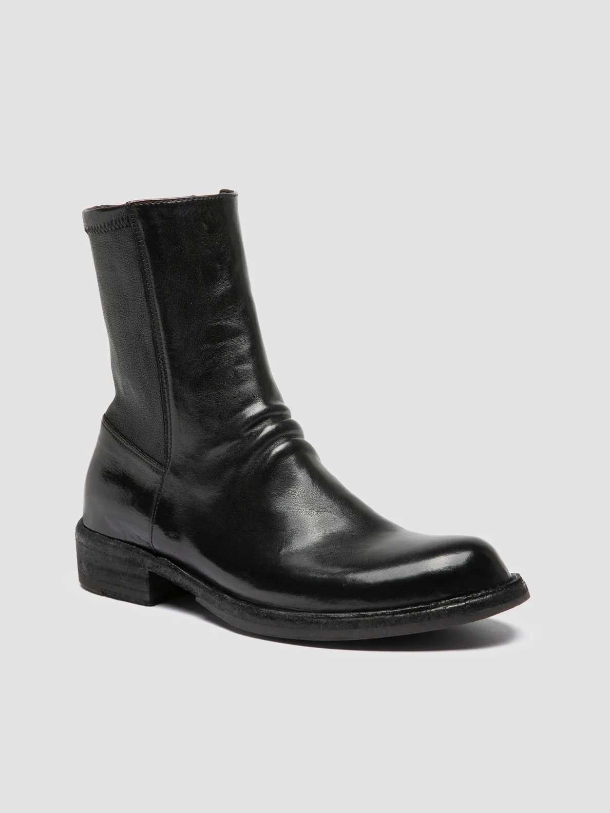 LEGRAND 171 - Black Leather Zipped Boots Relaxed Fit Bright Step