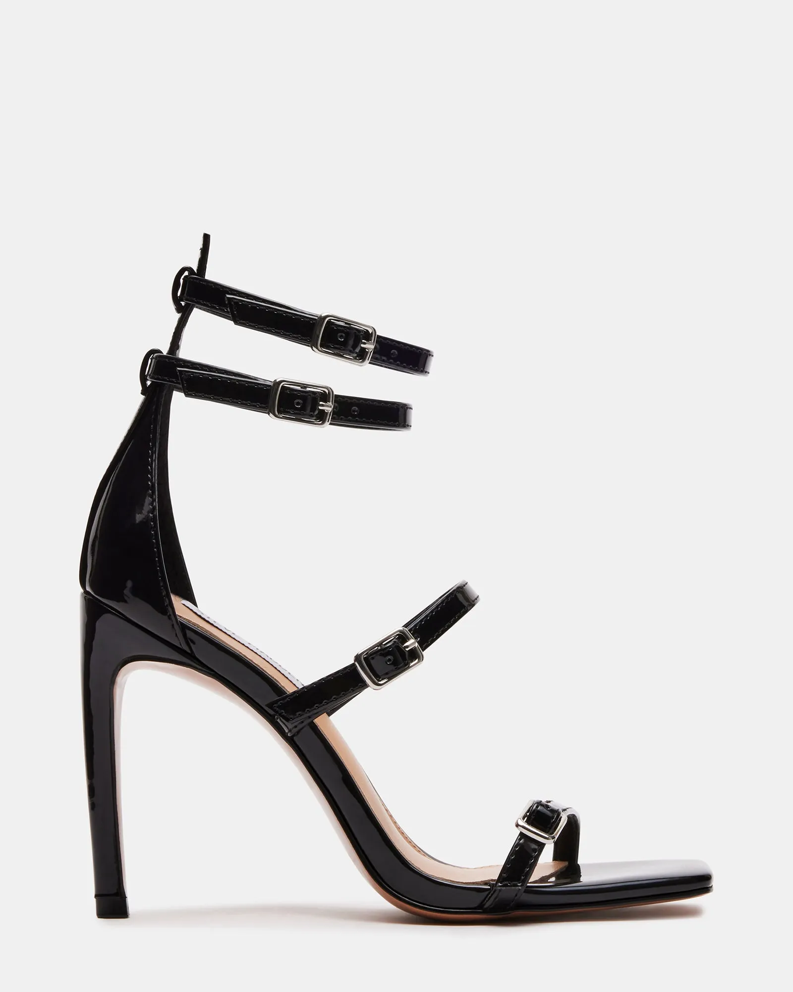 SENNA BLACK PATENT Trendy Footwear Clear Heels