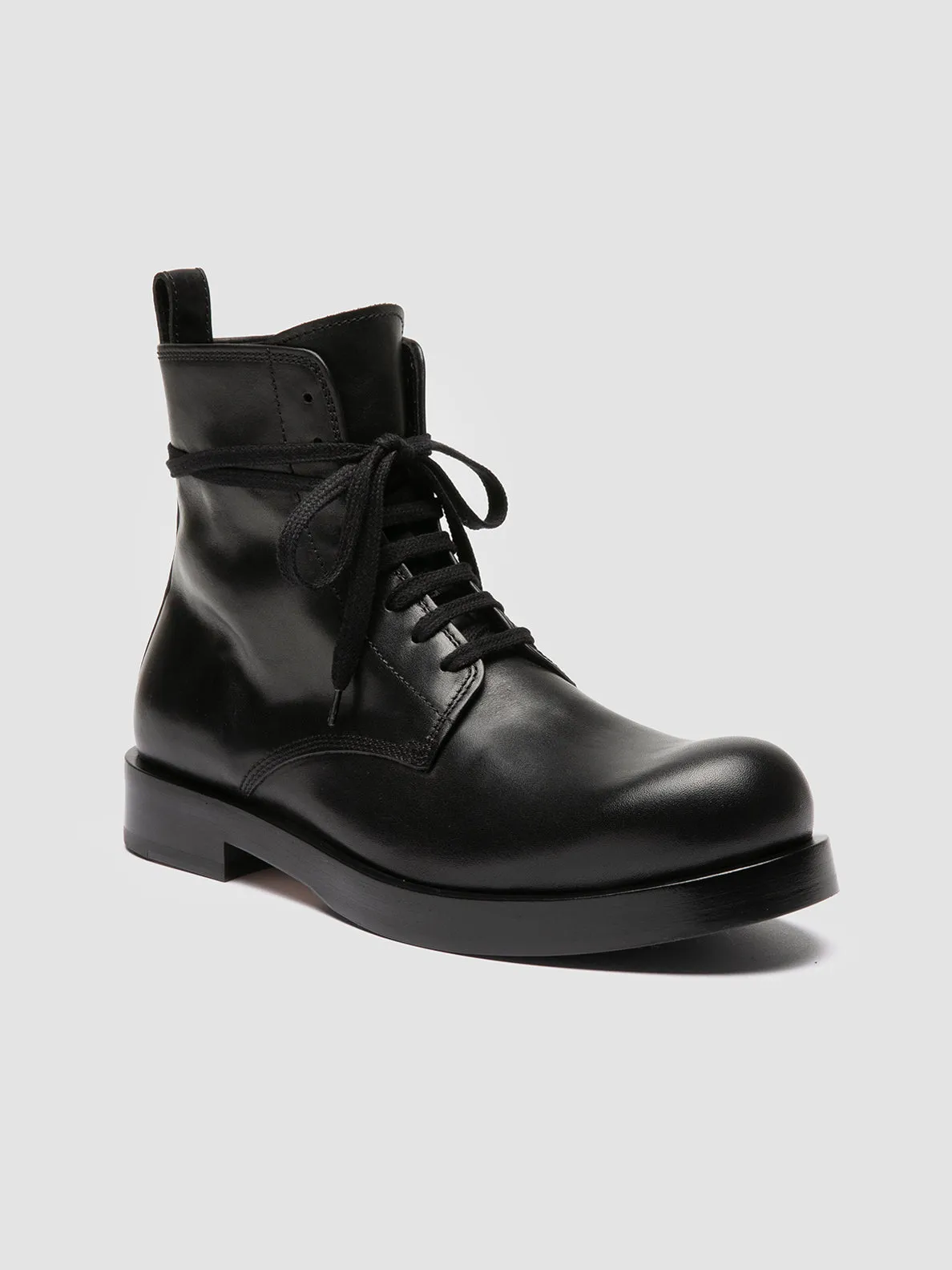fitness walk Mid Foot BULLA 002 - Black Leather Lace-up Boots