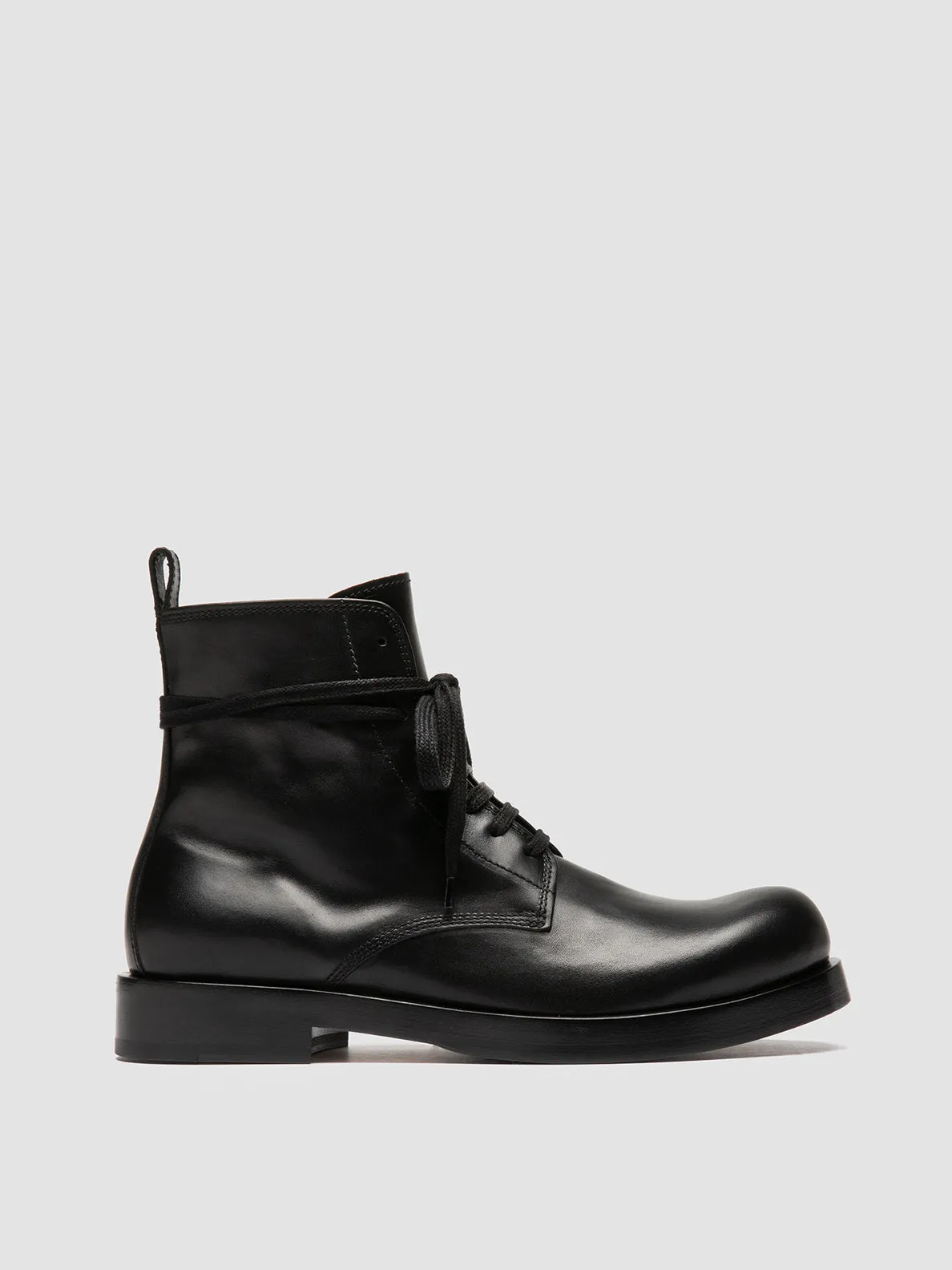 BULLA 002 - Black Leather Lace-up Boots Day Comfort