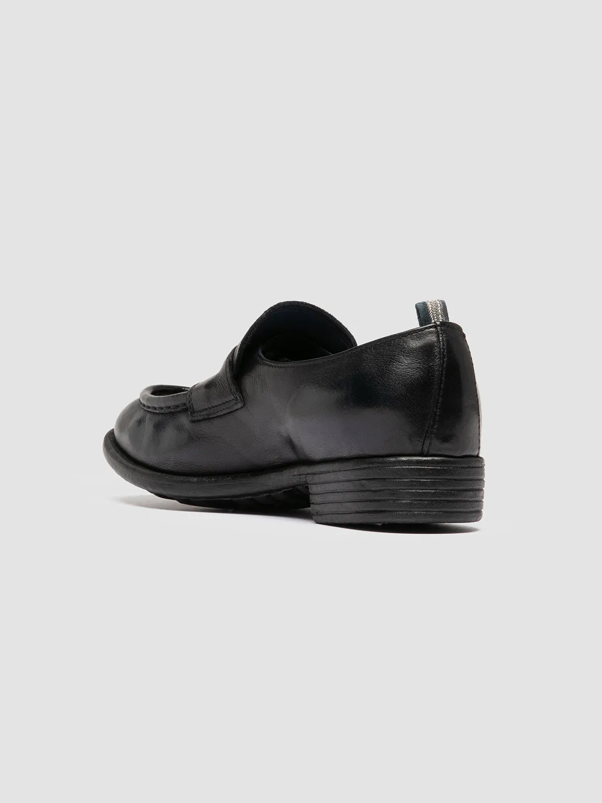 CALIXTE 020 - Navy Leather Penny Loafers Free Move
