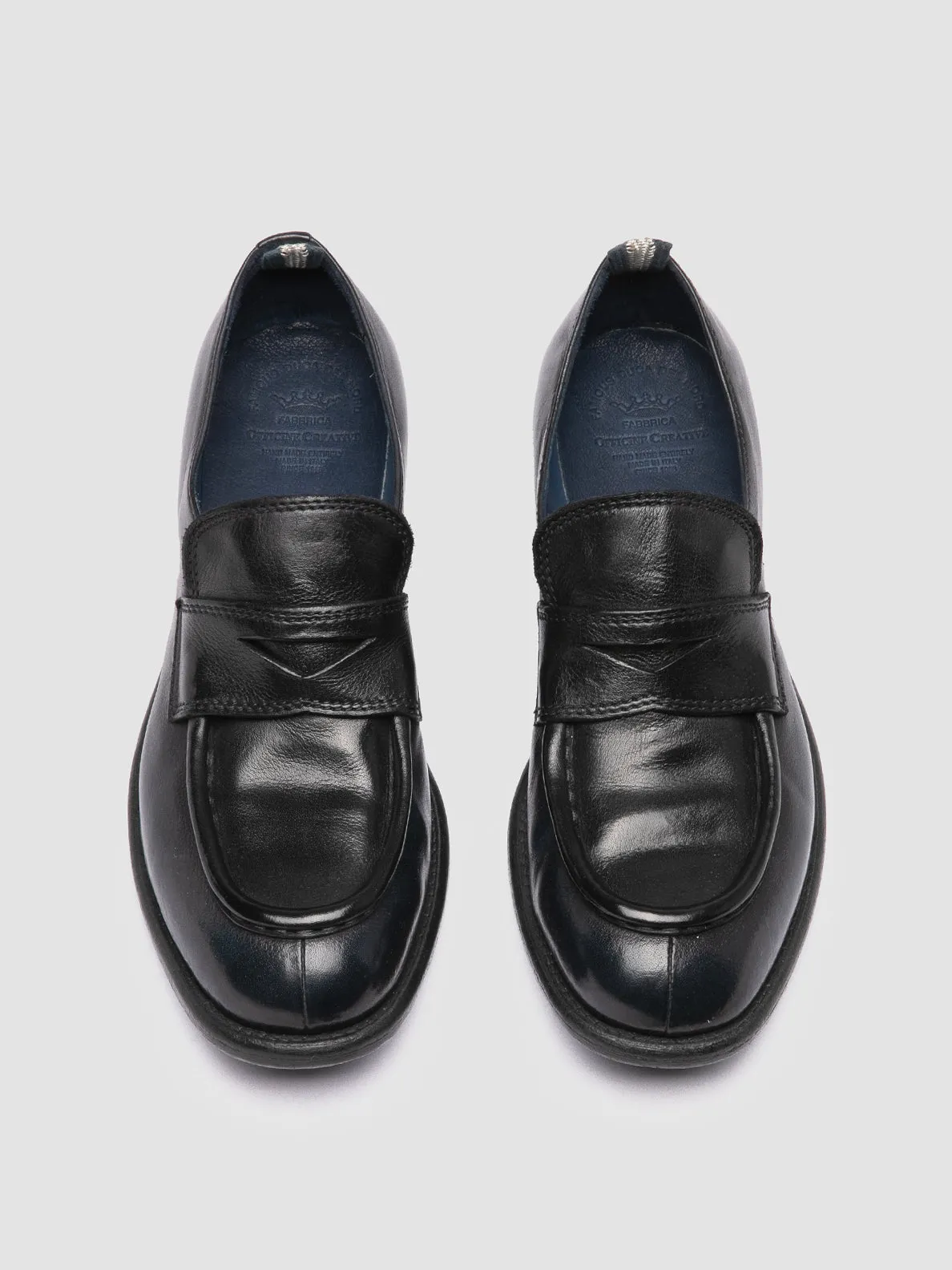 CALIXTE 020 - Navy Leather Penny Loafers Office Go Bright Hike