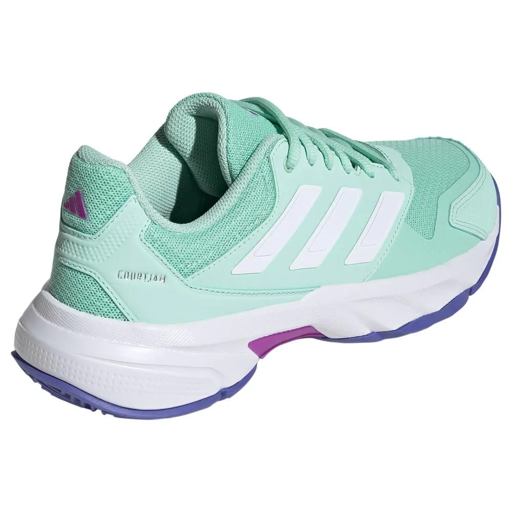 adidas Women's CourtJam Control 3 - Semi Flash Aqua/White Sports Driven Urban breathability