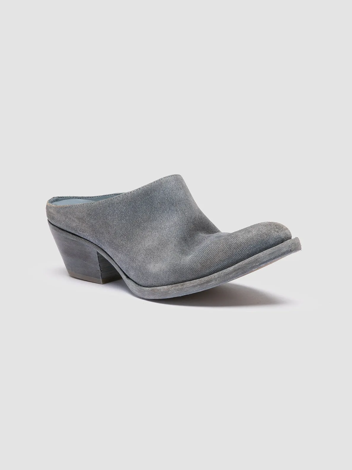 WANDA DD 101 - Blue Suede Mule Sandals Edge Step Roll Step