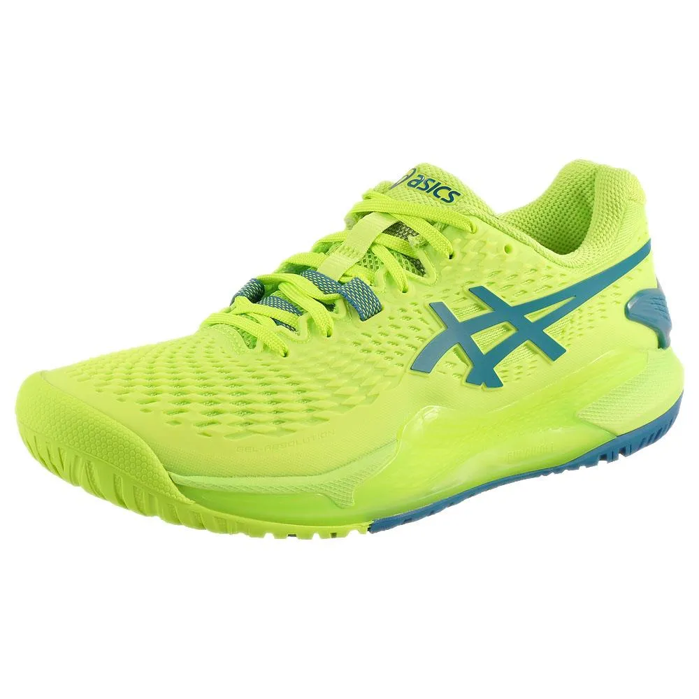 Run Fast Slim wear Asics Women's Gel-Resolution 9 - Hazard Green/Reborn Blue