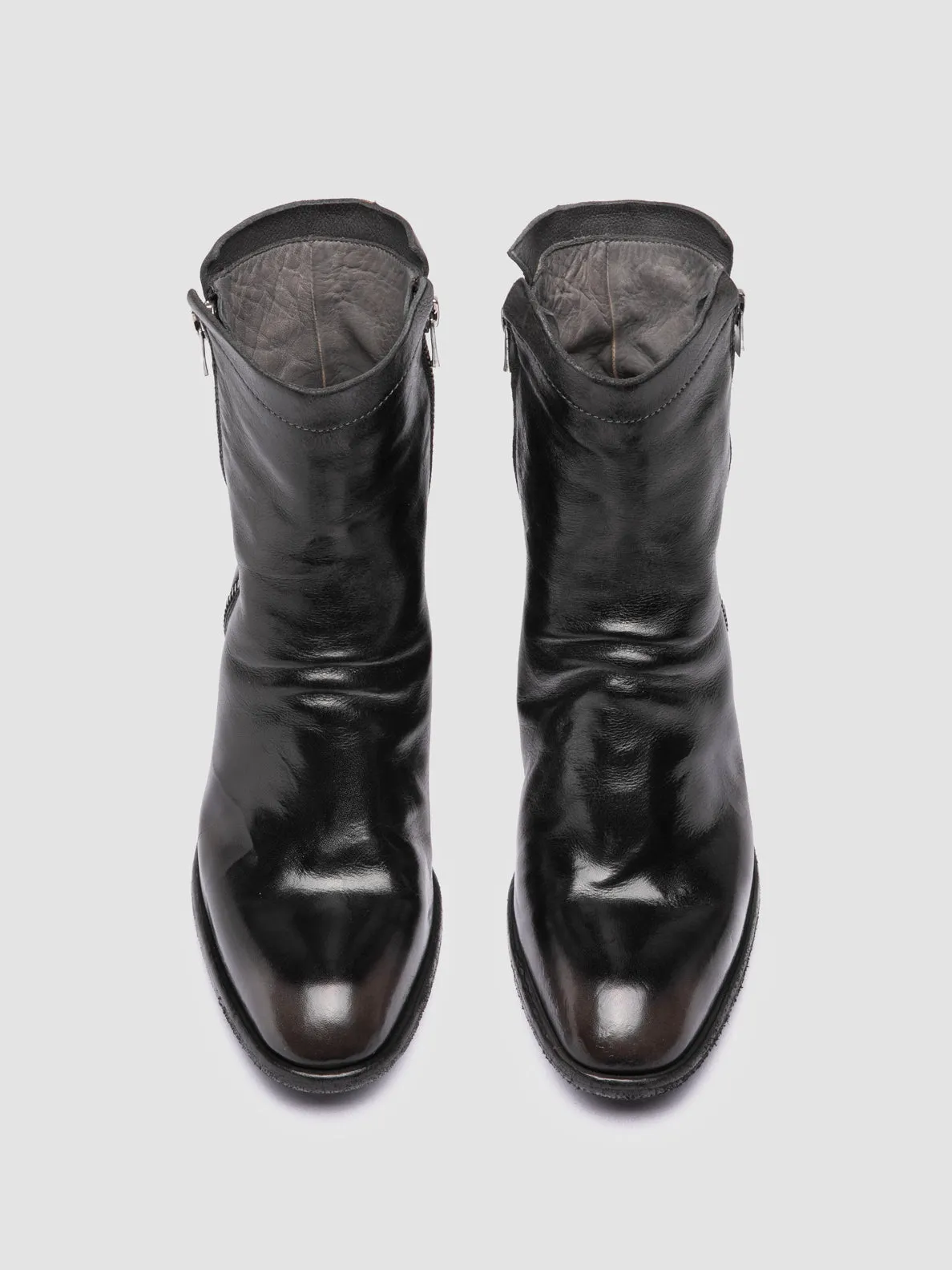 SYDNE 018 - Black Leather Zipped Boots Storm Hike