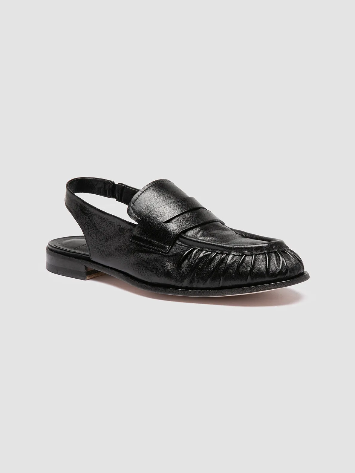 SOLITUDE 102 - Black Leather Slingback Sandals Plain Hike Glow Edge