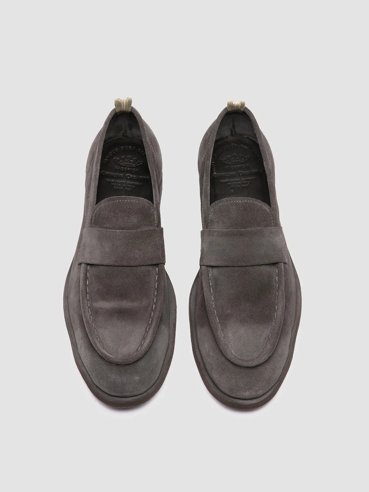 Bold Color Scheme SOUND 001 - Grey Suede Penny Loafers