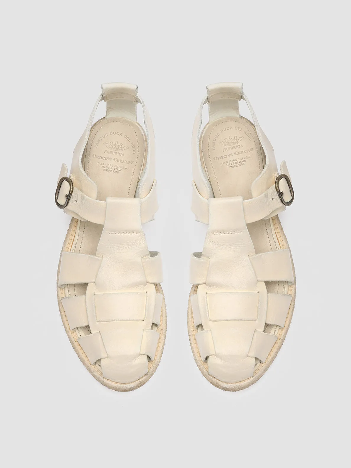 LEXIKON 536 - White Leather Sandals Minimalist Design Modern Street